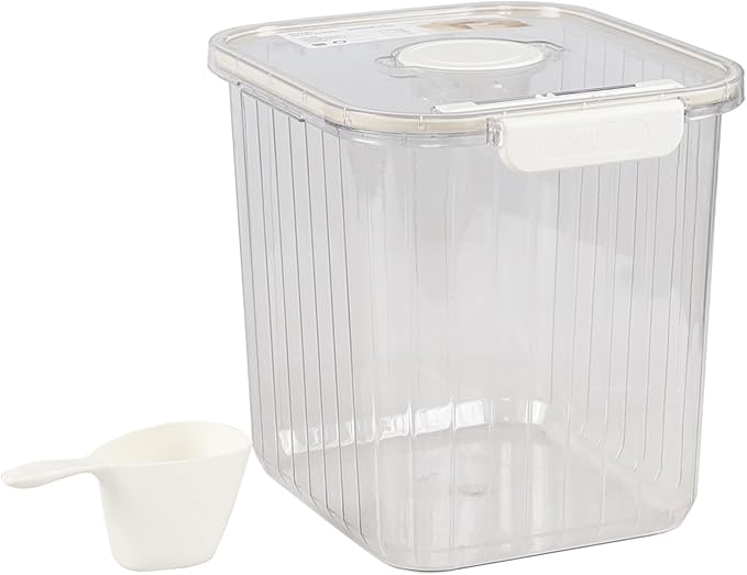 22 Lbs Plastic Clear Rice Airtight Dry Food Storage Containers with Flip Lid, Large Food Storage Airtight Pantry Containers