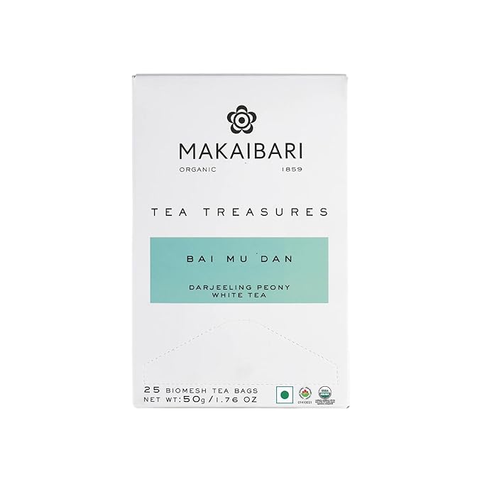 Makaibari Tea Treasures -Makaibari Darjeeling Tea Bai Mu Dan Darjeeling Peony White Tea, 25 tea bags