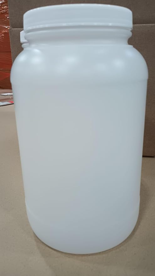 1 Gallon Protein Powder Container with Airtight Lid - Plastic Large Wide Mouth Jar - Pack of 2 - Made in USA