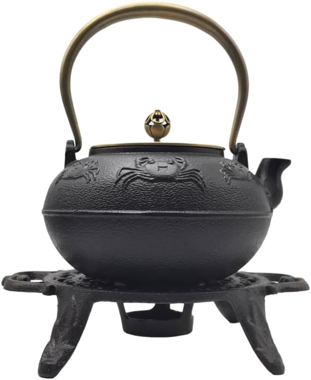 44oz Cast Iron Teapot Set with Tea Light Warmer, Durable Japanese Tetsubin Teapot for Stovetop, Asian Tea Kettle for Adults, Elegant Durable Tea Gift Set (1300ml)