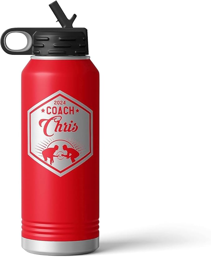 Wrestling Coach gifts, Tumbler, Coach tumbler, Wrestling gifts, Coach Beer glass, Coach gift, Coach gifts, Wrestling Coach (Wrestling Hexagon, Red, 32oz Water Bottle)