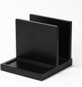 Wooden Napkin Holder napkin salt pepper holder with Salt and Pepper Shakers Caddy,Suitable for Kitchen, Restaurant, Bar, Office, Parties, Home Décor Black