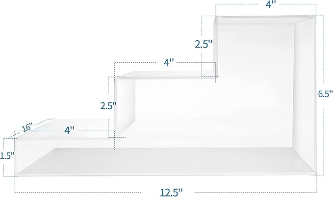 CiaoHER Large Acrylic Wine Liquor Bottle Rack 3 Tier Clear Countertop Riser Display for Bar Coffee Leisure Station Retail Store Shop Grocery Collection Organizer Stand (16''-1pack)