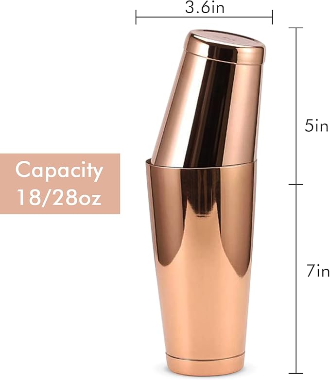 Stainless Steel Boston Shaker - 2-piece 18oz & 28oz Professional Bartender Cocktail Shaker Bartender Shaker Kit - CTSK0013 (Copper)