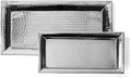Silver Hammered Trays - Silver Serving Tray and Platters - Appetizer Tray - Chrome Platter (2 Pack Rectangle Platters)