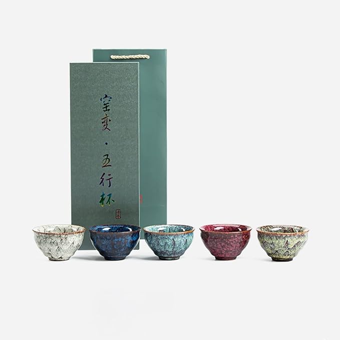 Ceramic Chinese Kung Fu Tea Set, Japanese Style Tea Cup, Yerba Mate Tea Set, 5pcs Ceramic Mate Cup Set, Tea Cup