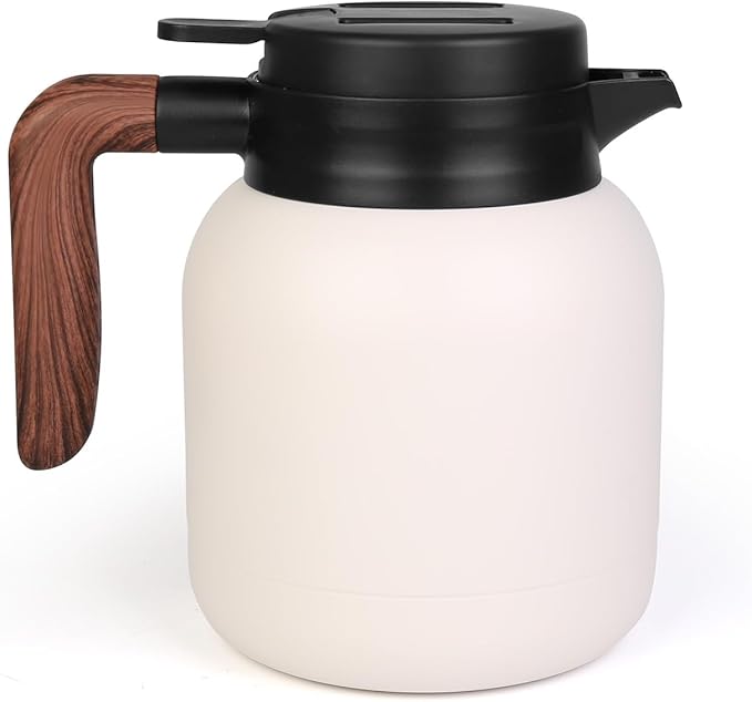 42oz Thermal Coffee Carafe,Insulated Thermal Pitcher,Stainless Steel Coffee Carafes For Keeping Hot/Cold Beverage Water Drink Tea Coffee Dispenser,White