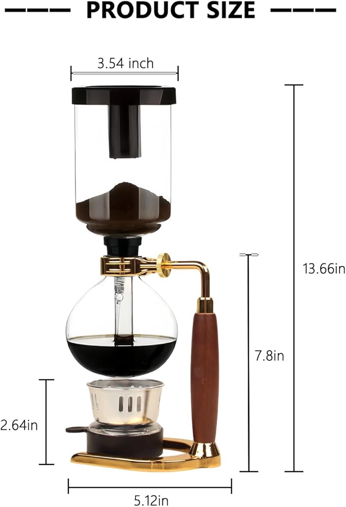Siphon Coffee Maker, 360ml Coffee Syphon with Butane Burner & Stand, Borosilicate Glass & Stainless Steel Filter, Easy Clean Stovetop Brewer for Home, Gift for Coffee Lovers