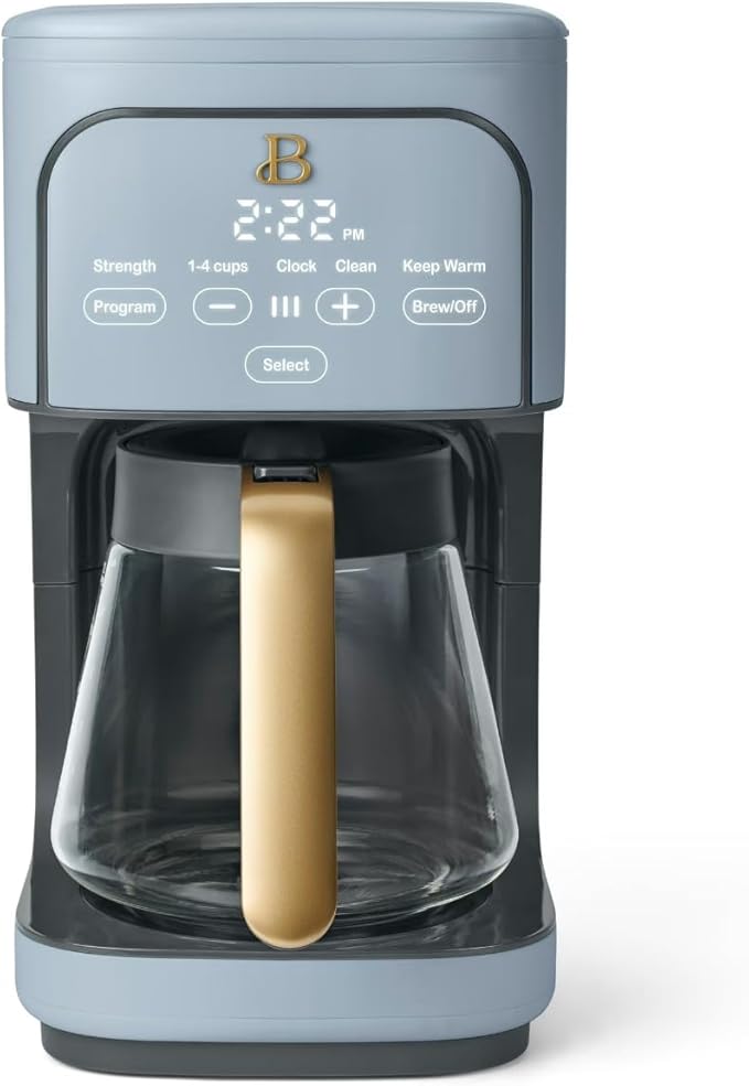 Beautiful 12 Cup Programmable Coffee Maker, Drip Coffee Machine with Glass Carafe, Automatic Brew Strength Control, Espresso Maker Function, Compact Espresso Machine (Cornflower Blue)