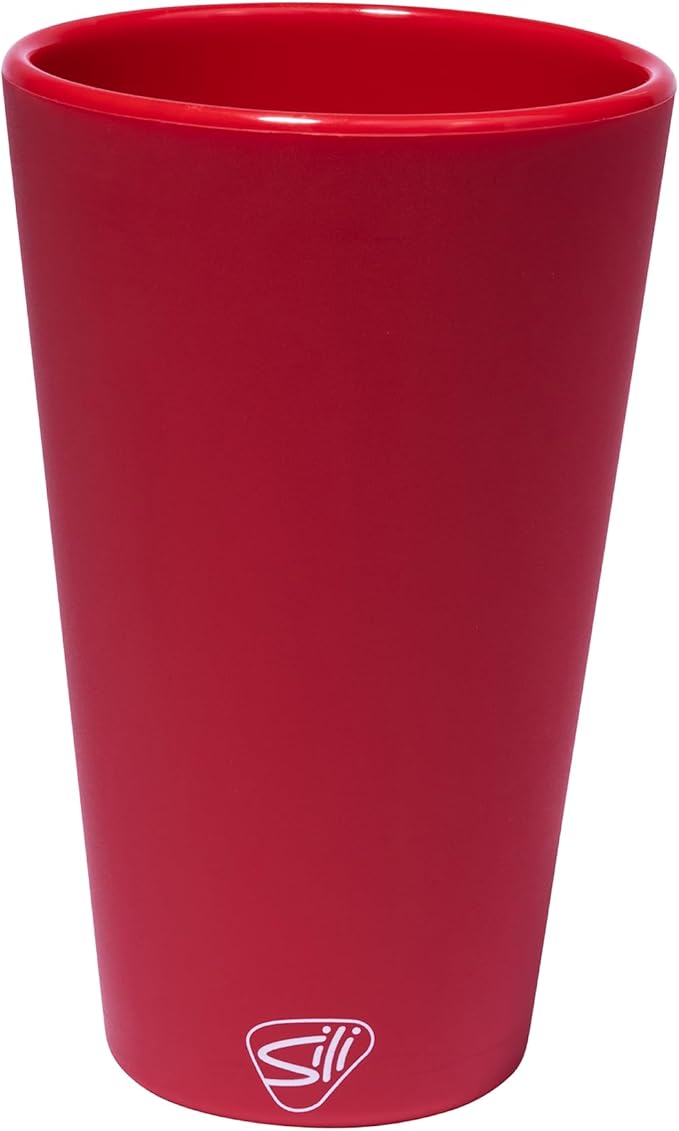 Silipint 16oz Silicone Pint Glass – Unbreakable BPA-Free Reusable Silicone Drinking Cup – Flexible Dishwasher Microwave & Freezer Safe – Stemless Glass for Water Coffee Smoothies (Classic Red)