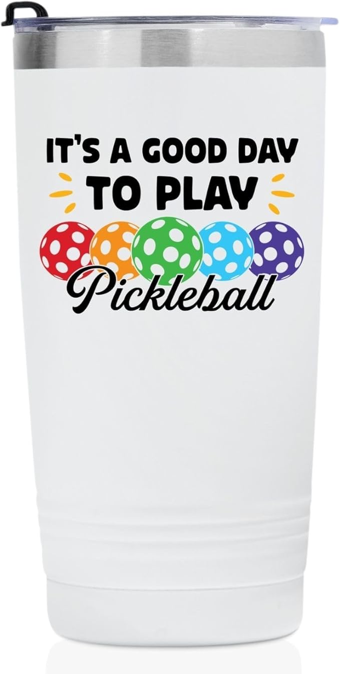 Onebttl Gifts for Pickleball Lovers, Good Day to Play Pickleball, Insulated 20oz Stainless Steel Travel Tumbler with Lid
