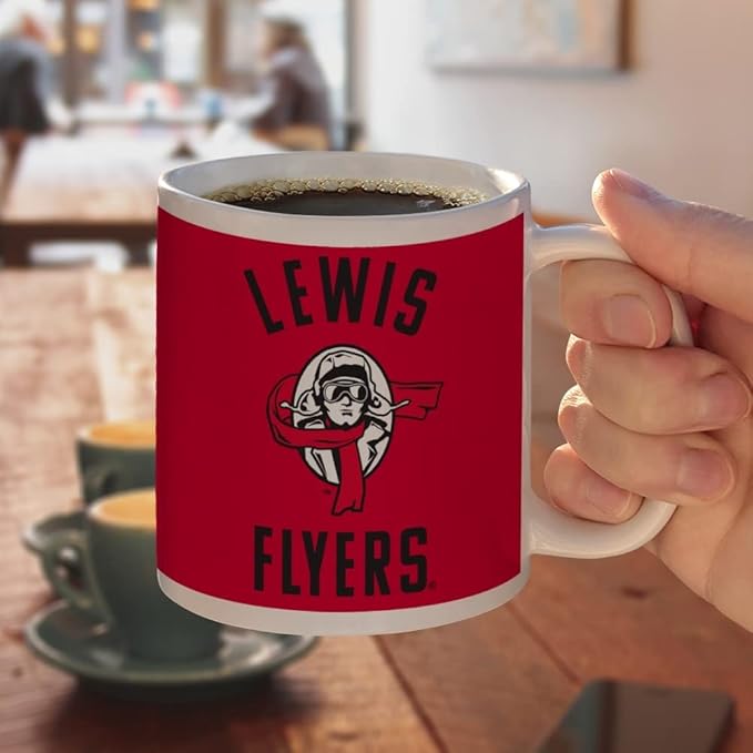 Lewis University Flyers Logo Ceramic Coffee Mug, Novelty Gift Mugs for Coffee, Tea and Hot Drinks, 11oz, White