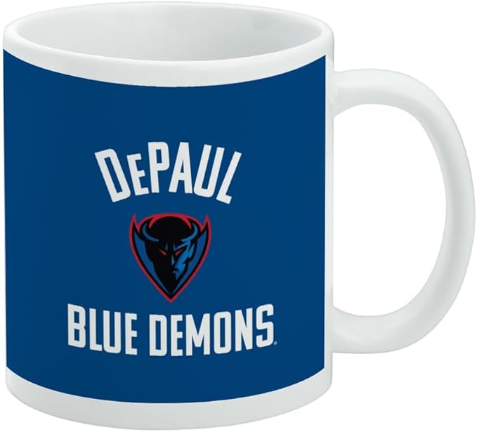 DePaul Blue Demon Ceramic Coffee Mug, Novelty Gift Mugs for Coffee, Tea and Hot Drinks, 11oz, White