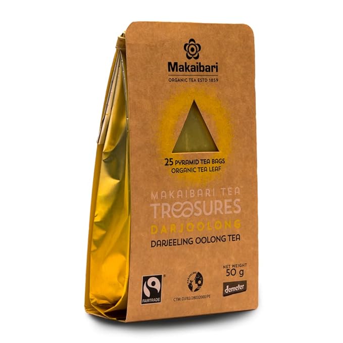 Makaibari Darjoolong Oolong Tea 25 Tea Bags (50g) Pack | Pure USDA Organic Darjeeling Oolong Tea, Delightfully Rich Flavor & Aroma, Semi-Fermented | 25 Tea Bags
