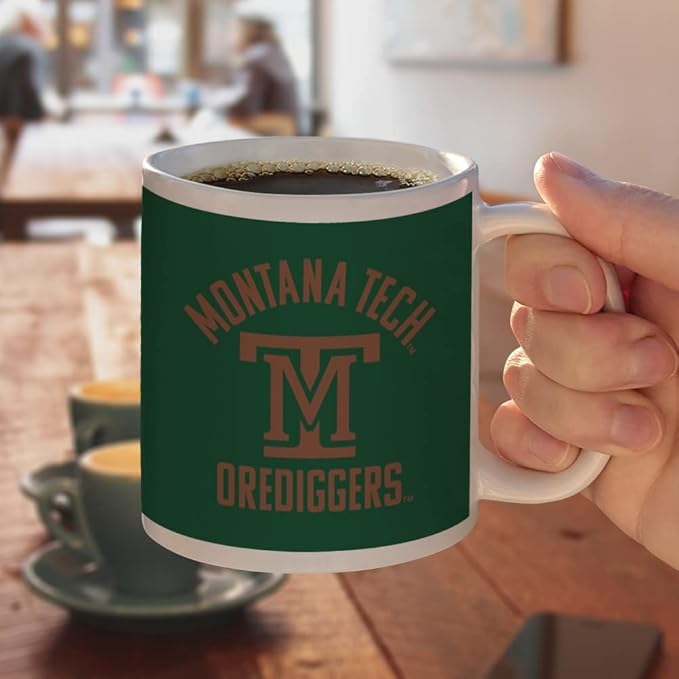 Montana Tech of the University of Montana Orediggers Logo Ceramic Coffee Mug, Novelty Gift Mugs for Coffee, Tea and Hot Drinks, 11oz, White