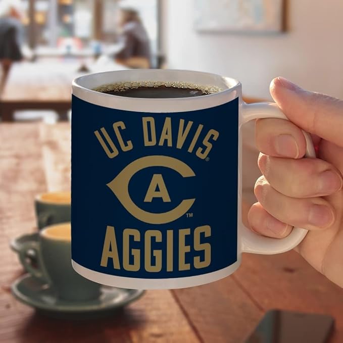 UC Davis Aggies Logo Ceramic Coffee Mug, Novelty Gift Mugs for Coffee, Tea and Hot Drinks, 11oz, White