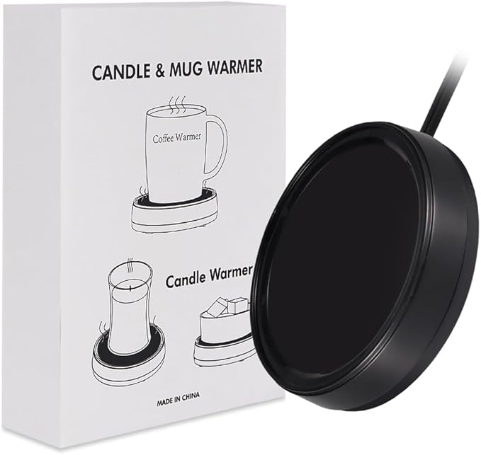 Wax Melt Warmer Burner Scented Candle Warmer Plate,3-1 Electric Coffee Mug Warmers,Fragrance and Heating Cup Warmers for Tea and Milk, Hot Chocolate as Gifts for Women（Black-No Cup）