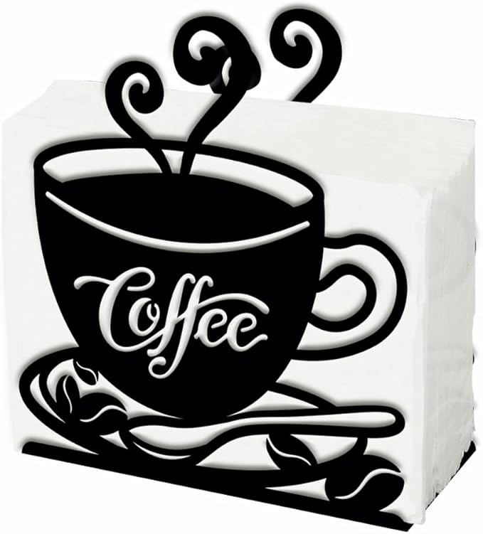 SUPERDANT Coffee Cup Napkin Holder for Tables Coffee Metal Kitchen Napkin Holder Vintage Tabletop Tissue Stand Rustic Cloth Napkins Holders Farmhouse Restaurants Hotel Party Table Decor