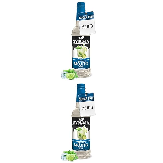 Syruvia Sugar Free Mojito Syrup, Flavored Syrup for Cocktails, Drinks, Lemonades, Iced Teas, and Desserts – 25.4 fl oz (Pack of 2)