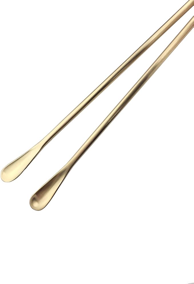 JASHII Gold Matte Long Handle Spoon Cocktail Mixing Stirring Spoons Iced Tea Coffee Spoons with 8.6 inch Long Handle Brushed SUS304 Stainless Steel, 3-Piece
