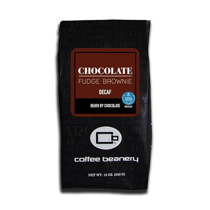 Chocolate Fudge Brownie Flavored Coffee SWP Decaf, Specialty Arabica Coffee, Medium Roast, 12 ounce, Whole Bean