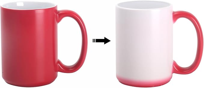 Ceramic 15oz Sublimation Coffee Mug in White Box, Color Change Red, Case of 12