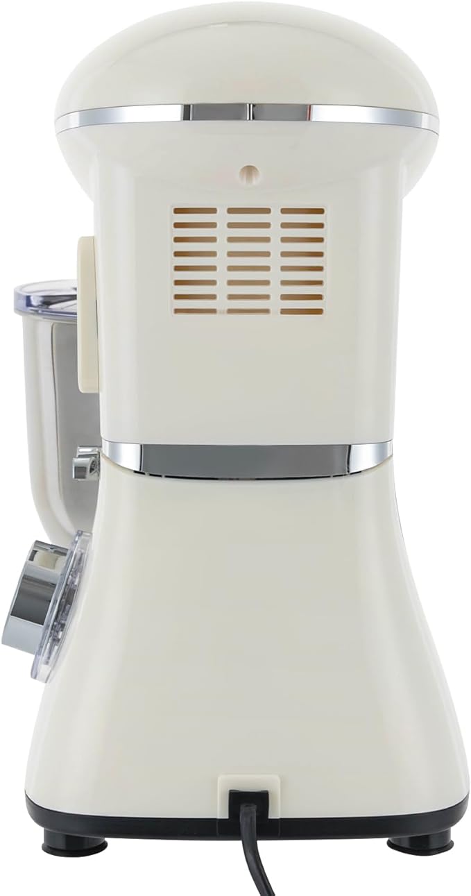 Stand Mixer, 6 +1 Speeds Electric Food Mixer, Portable Kitchen Mixer for Daily Use with Egg Whisk,Dough Hook,Flat Beater Used in Kitchens, Small Restaurants, Bakeries (White)
