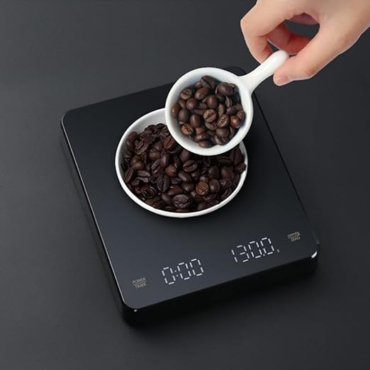 Mini Coffee Scale with Timer, Rechargeable Pour-Over Coffee Scale with Accurate LCD Display, High Precision Espresso Scale, Digital Barista Gram Scale, Portable Kitchen Scale with Battery (3kg/0.1g)