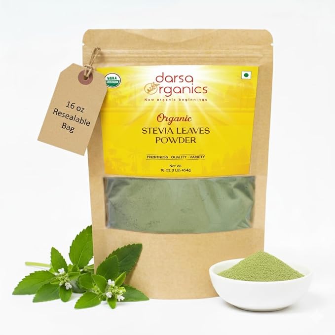 Stevia Powder 16 oz - Premium Grade USDA Organic Certified Plant Based Stevia Extract Powder for Cooking & Baking, Pure Natural Sweetener, Zero Calorie Sugar Substitute, Non-GMO, Gluten-Free, Vegan, No Erythritol or Additives