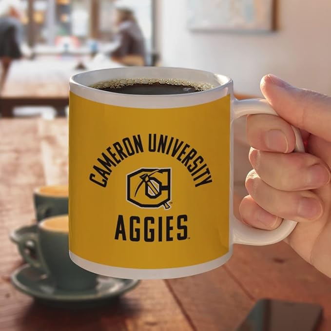 Cameron University Aggies Logo Ceramic Coffee Mug, Novelty Gift Mugs for Coffee, Tea and Hot Drinks, 11oz, White