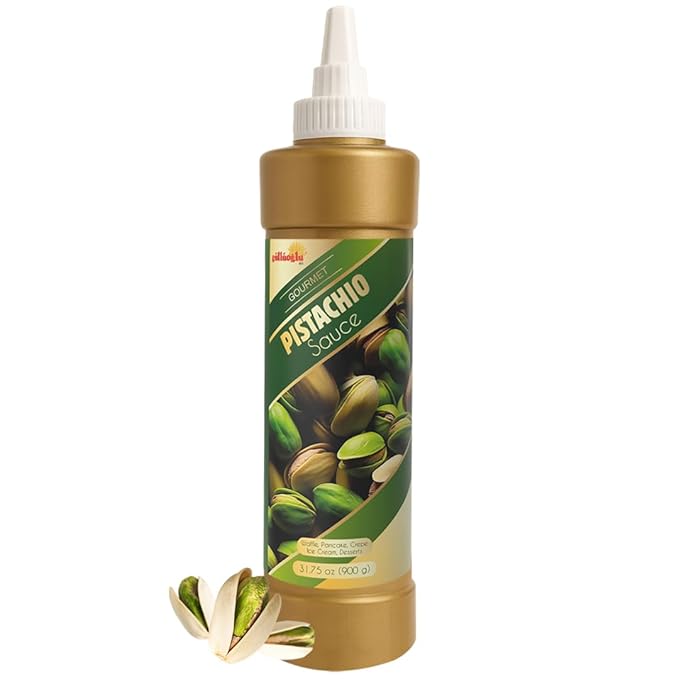 Gulluoglu Pistachio Sauce – Pistachio Dessert Sauce, 30.52 fl oz 900g | Squueze Bottle | Perfect for Ice Cream, Cakes & Coffee, Topping (1 pack, Pistachio)