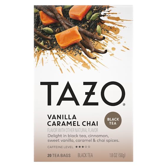 TAZO Tea Bags, Passion, Pumpkin Chai, Vanilla Caramel Chai, Wild Sweet Orange, Peachy Green, 20 CT (1ea) (Variety Pack)