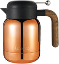 Aura Thermal Coffee Carafe Tea Pot for Keeping Hot & Iced Cold - Vacuum Insulated - Thermos Water Pitcher - Beverage Dispenser - Cool Touch Handle & Lid - BPA Free - 1 Liter - Copper