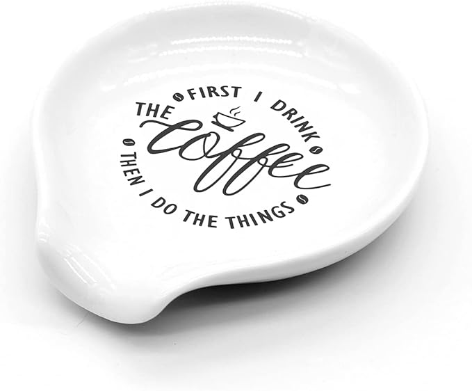 Funny Coffee Spoon Rest-But First Coffee Ceramic Spoon Holder-Cafe Station Bar Accessories