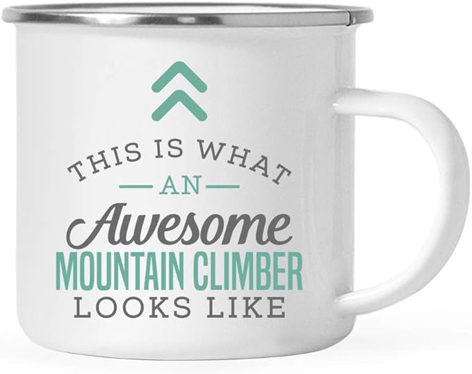 Andaz Press 11oz. Stainless Steel Campfire Coffee Mug Gift, This is What an Awesome Mountain Climber Looks Like, 1-Pack, Birthday Gift Ideas Coworker Him Her, Includes Gift Box