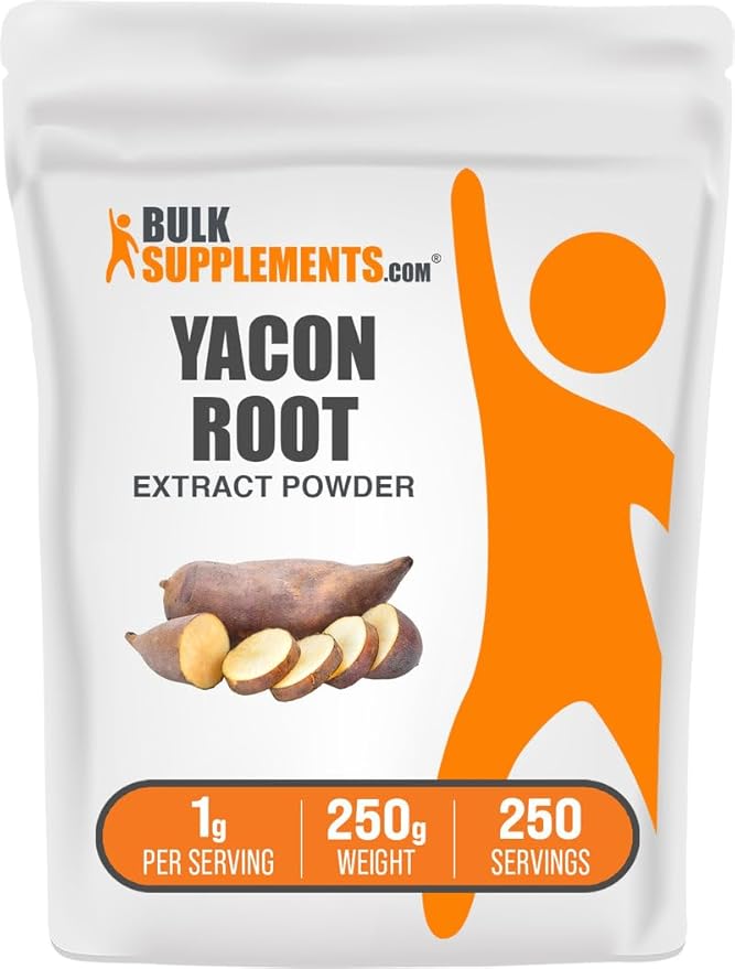 BulkSupplements.com Yacon Root Extract Powder - Sugar Substitute, Natural Fiber Sweetener - Gluten Free, 1g per Serving, 250g (8.8 oz) (Pack of 1)