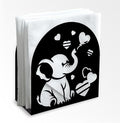 Elephant Decorative Black Metal Napkin Holder for Table, 5.3" x 4.9" x 1.9" Cute Animal Heart Standing Napkin Holder for Home Kitchen Restaurant Picnic Party Coffee Bar Dining Room
