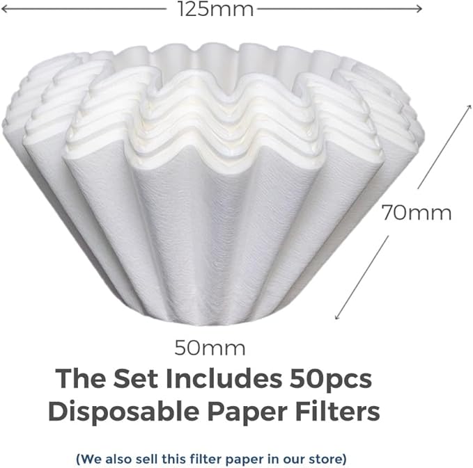 AGOGO Portable Pour Over Coffee Maker V60 Set - Easy Cleaning Compact 304 Stainless Steel Dripper for Camping & 50 Filters Paper & Cleaning Rag Black 20 oz