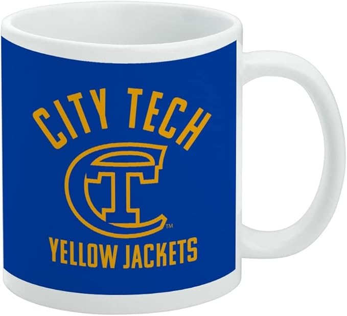 New York City College of Technology Yellow Jackets Logo Ceramic Coffee Mug, Novelty Gift Mugs for Coffee, Tea and Hot Drinks, 11oz, White