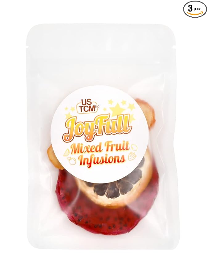 USTCM JoyFull Mixed Fruit Infusions Fruit Tea Single Pack All Natural Dried Fruits Mixed Flavors Make Perfect Tea! 15g (Red Dragon Fruit, Lemon, Kumquat, Pack of 3)