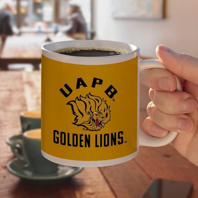 Arkansas at Pine Bluff Golden Lions Ceramic Coffee Mug, Novelty Gift Mugs for Coffee, Tea and Hot Drinks, 11oz, White