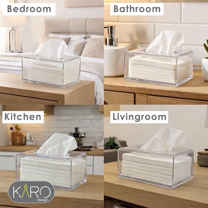 KARO DAILY - Napkin Dispenser with Napkin Pack Included – Durable, Sturdy & High-Grade Plastic Napkin Holder for Kitchen, Restaurant, Home & Office Tabletop Use