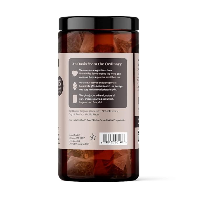 Paromi Bourbon Vanilla Black Tea, Signature Jar, 15 Count (Pack of 6)