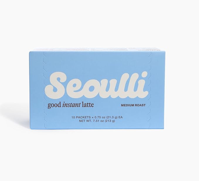 Seoulli Korean Instant Latte – Premium 3-in-1 Coffee Sticks with Arabica Beans, Real Milk-Based Creamer & Organic Brown Sugar – Smooth Medium Roast – 80mg Caffeine in each packet, Café-Style Instant Coffee Packets, 10 Packet