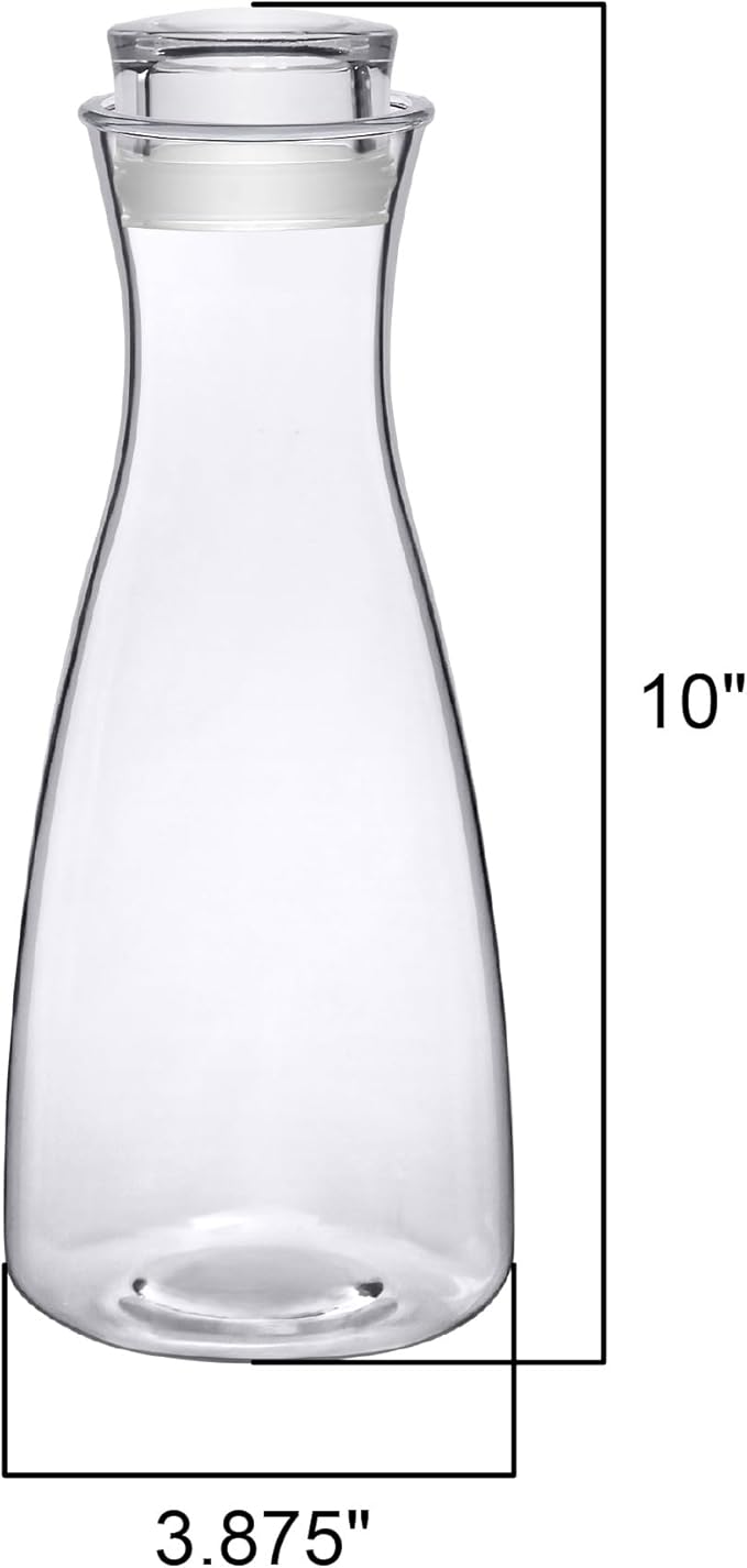 Amazing Abby - Cara - 4-Pack Acrylic Carafe (36 oz), Plastic Carafe with Lid, Fridge Jug, Round, Clear, BPA-Free, Shatter-Proof, Great for Iced Tea, Sangria, Lemonade, Juice, Milk, and More
