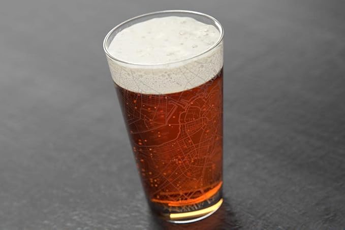 Well Told Engraved Boston Massachusetts Map Pint Glass, Etched Beer Gift (16 oz, Clear) City Map Pint, Custom City Glassware, Gifts For Beer Lovers