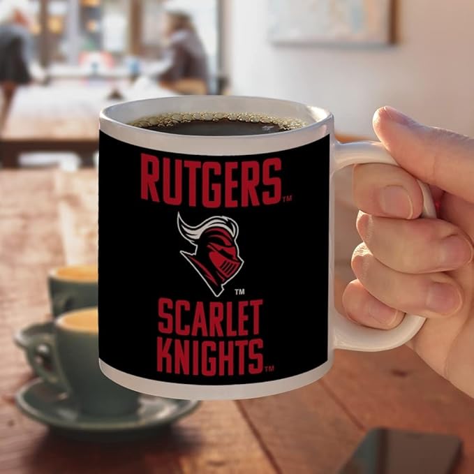 Rutgers University Scarlet Knights Ceramic Coffee Mug, Novelty Gift Mugs for Coffee, Tea and Hot Drinks, 11oz, White