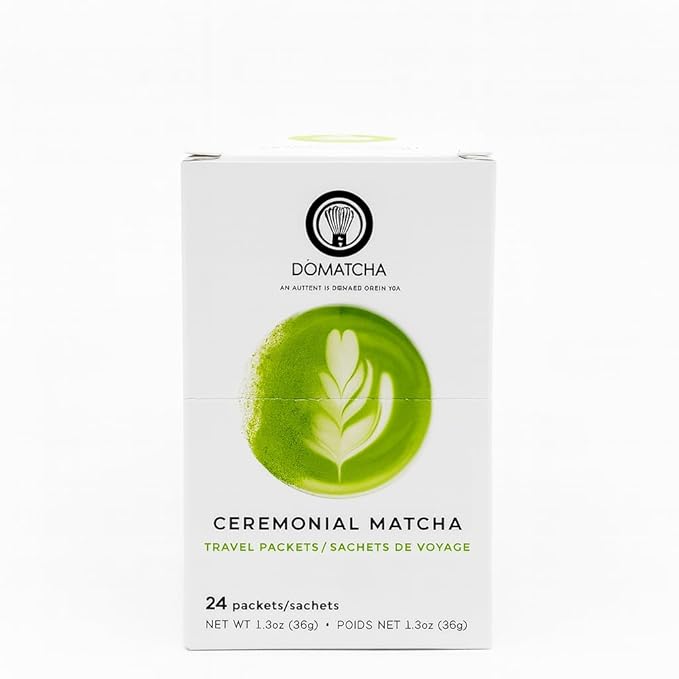 DoMatcha - Ceremonial Green Tea Matcha Powder, Travel Friendly, Natural Source of Antioxidants, Caffeine, and L-Theanine, Promotes Focus and Relaxation, Kosher, 24 Packets