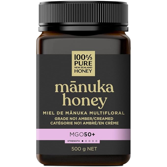 100% Pure New Zealand Honey - MGO 50+ Multifloral Mānuka Honey, Raw Mānuka, 17.6 Ounce (500g) (Pack of 1)