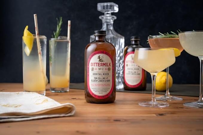 Bittermilk No.2 Tom Collins Mix with Elderflower & Hops, All Natural Handcrafted Non Alcoholoic Cocktail Mixer, Makes 17 Cocktails, 17oz